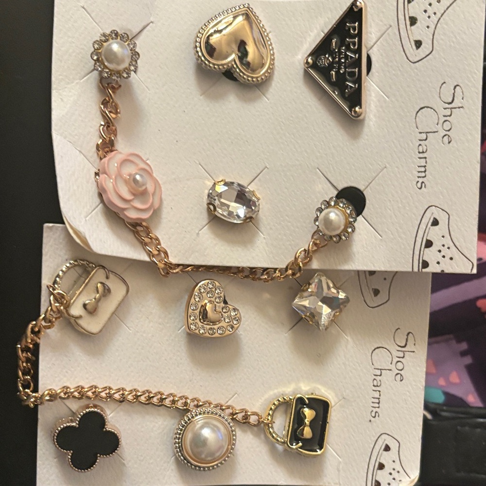 Gold and Black Shoe Charms Set